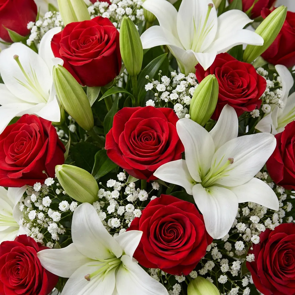 Ramo lilium blanco y rosa roja - Anaís Floristes, floristería en Mataró (foto 3)